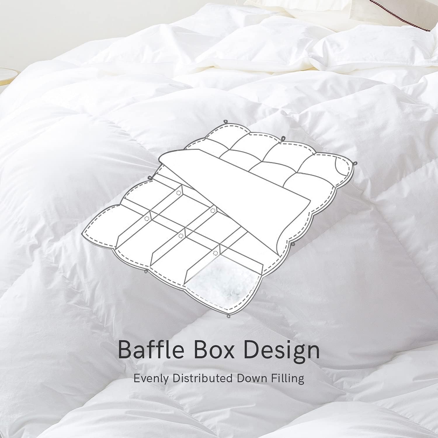 ELEMUSE Lightweight White Down Comforter Twin - Cooling All Season Duvet Insert with Corner Tabs - 100% Egyptian Cotton Down Proof Cover - Medium Warmth & Washable