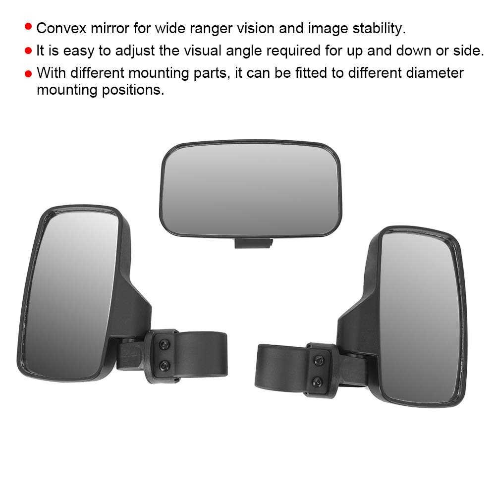 Dioche Rétroviseur de Moto, Rétroviseur Extérieur Kit Combiné de Rétroviseur Central Latéral UTV ATV Adapté pour Commander Arctic Cat Wildcat