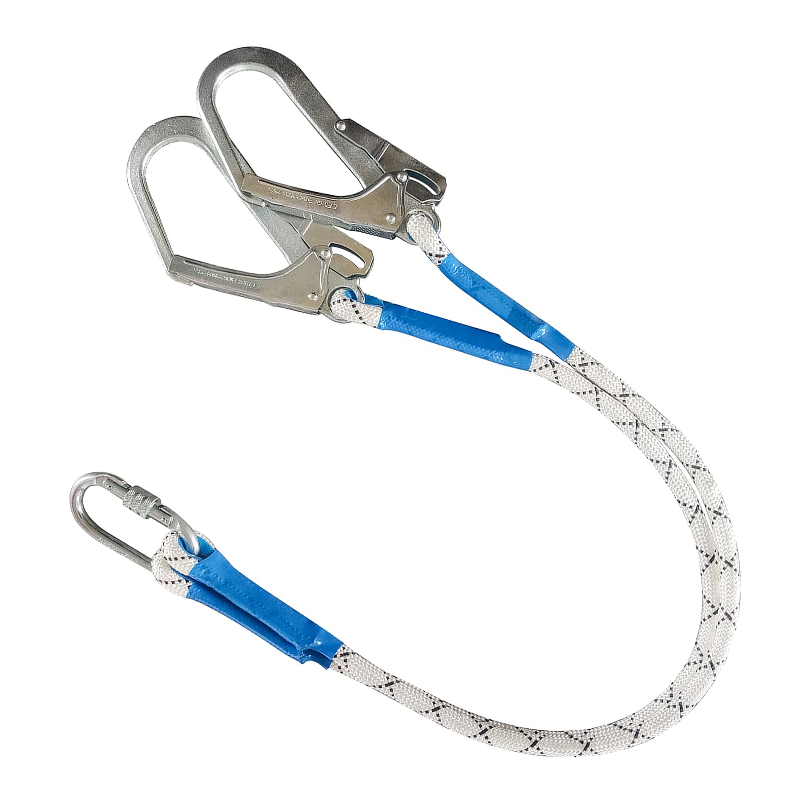 Corde de sécurité anti-chute, sangles de récupération, corde anti-chute de 2 m avec 2 mousquetons en acier allié et amortisseur de chute, convient pour l'escalade rocheuse en plein air, l'escalade des