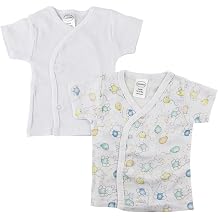 Bambini NC-0200N Unisex Infant Side Snap Short Sleeve Shirt, White - Newborn - Pack of 2