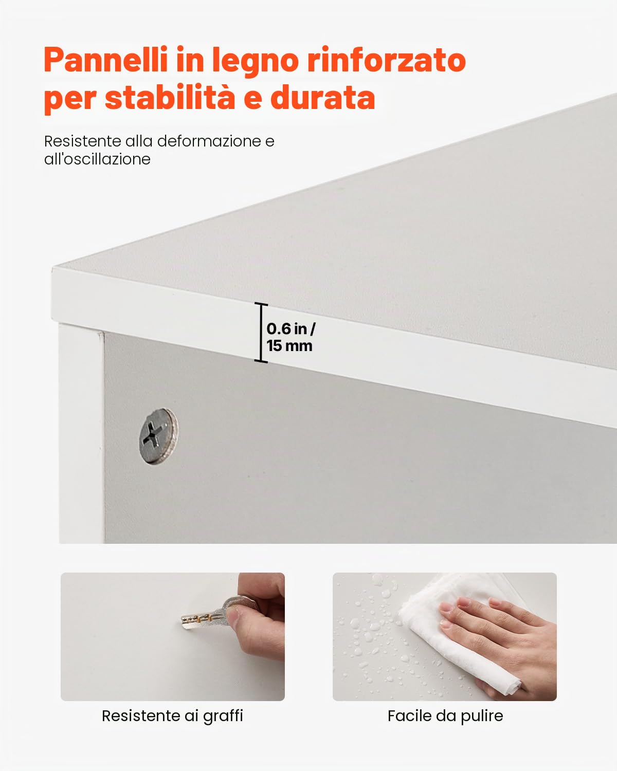 VEVOR Libreria Sottile a 8 Ripiani, Libreria Aperta in Legno Alta 180 cm con Ripiano Regolabile in Altezza, Espositore Autoportante per Riporre a Pavimento, Camera da Letto, Soggiorno, Ufficio, Bianco
