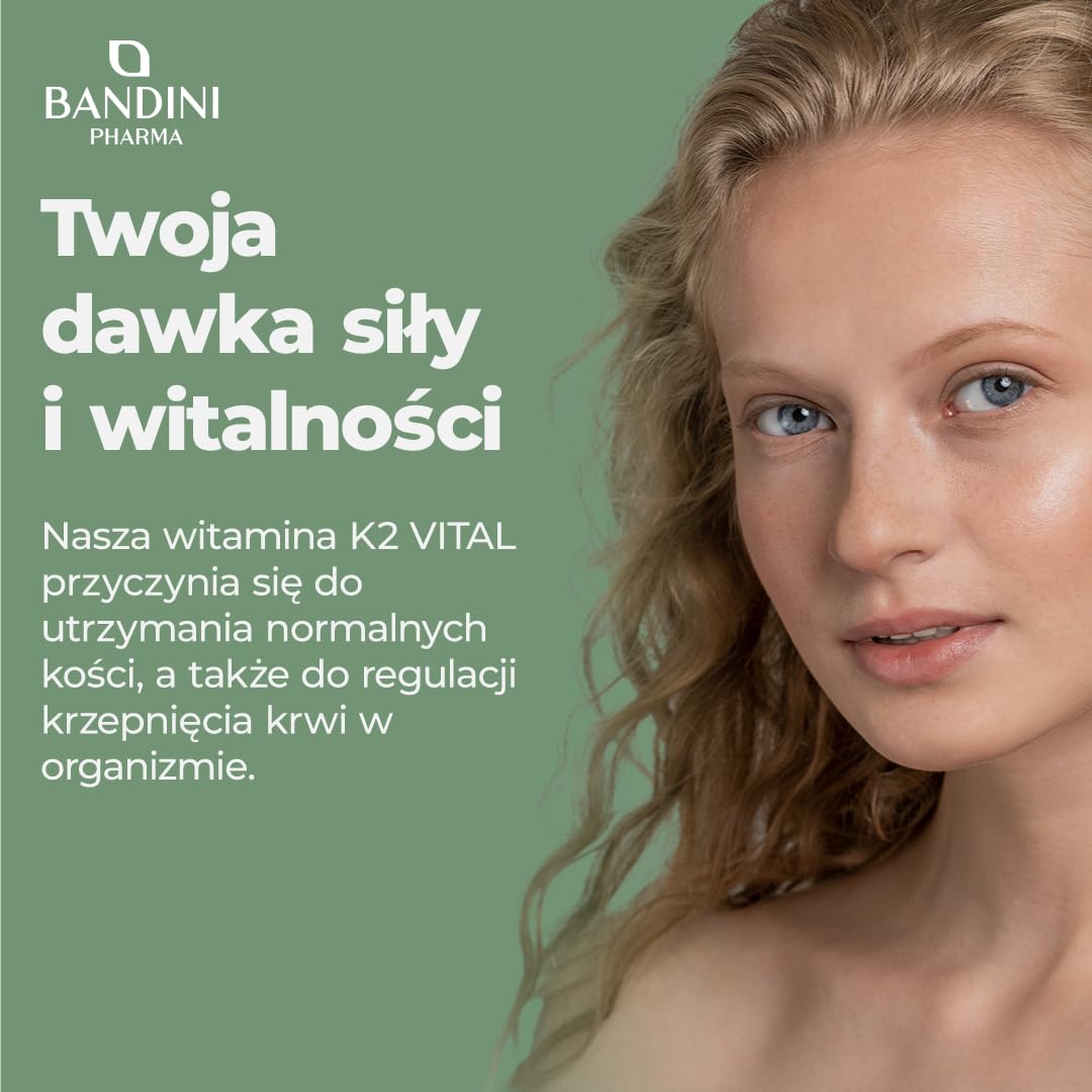 Bandini® Witamina K2 MK7 200 µg, 400 tabletek, Wysoka dawka menachinonu, Witamina K 2 MK-7 200 mcg, Pomaga w utrzymaniu prawidłowego stanu kości, 100% wegańska, wolna od GMO, Włoska jakość witaminy K