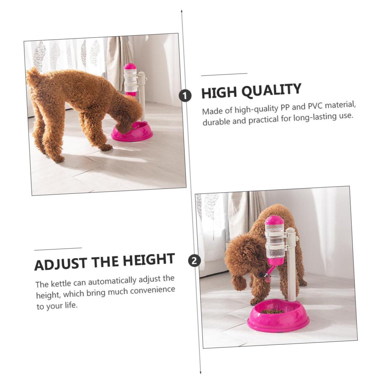ibasenice Dispensador de Comida y Agua Automático para Mascotas Botella Visualizada de 500ml, Material PP y PVC, Comedero y Bebedero Adecuado para Perros y Gatos en Casa