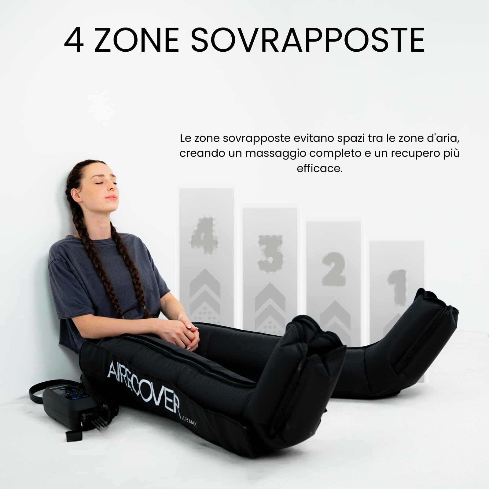 Pressoterapia per la casa, dispositivo di massaggio per le gambe con 4 camere per migliorare la circolazione sanguigna e il drenaggio linfatico, stivali di recupero per rilassare le