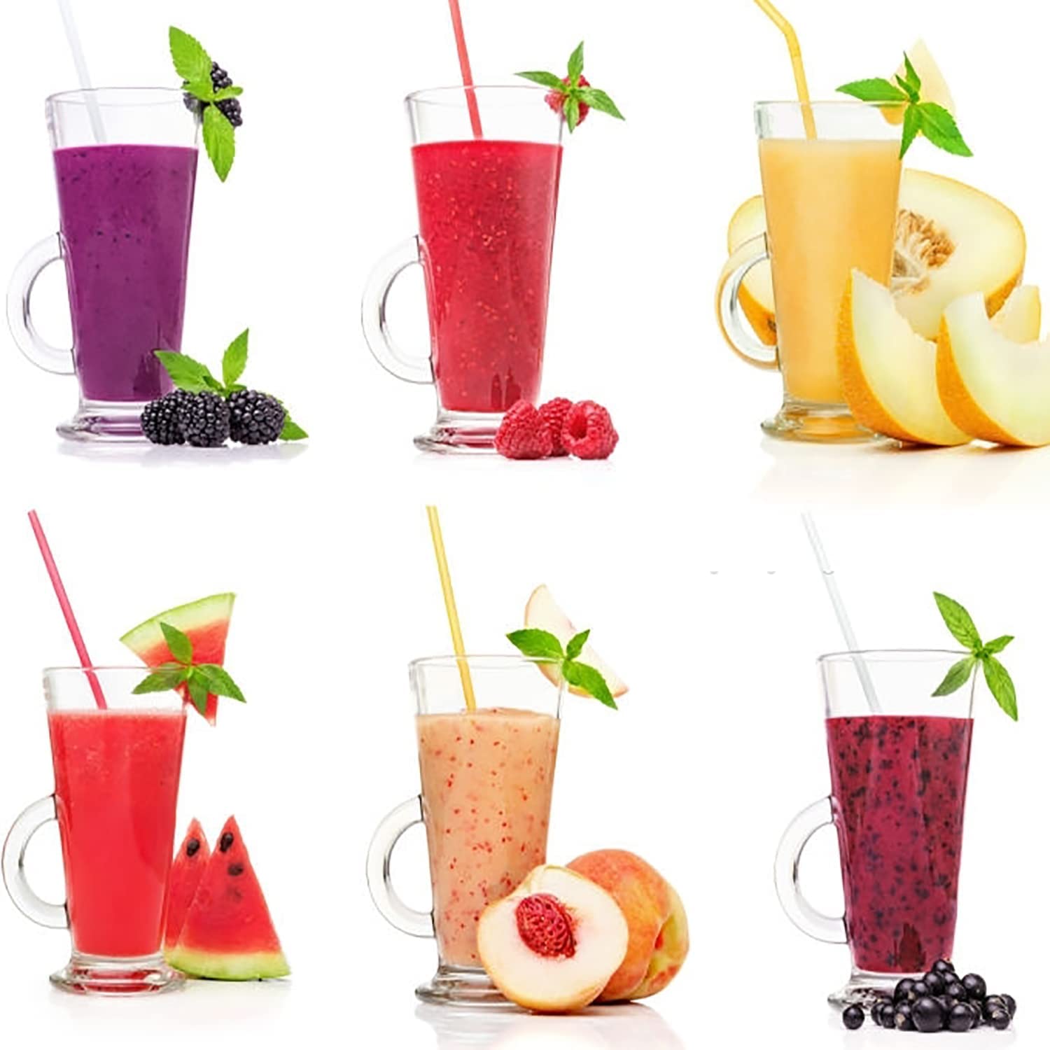 KD ZONE Glass Coffee Mug Set, with Convenient Handle, Tea Glasses for Hot/Cold Beverages, Thermal Shock Resistant, Tempered Glass, Mugs for Cappuccino (Irish Coffee Mug 350 ml, 6)