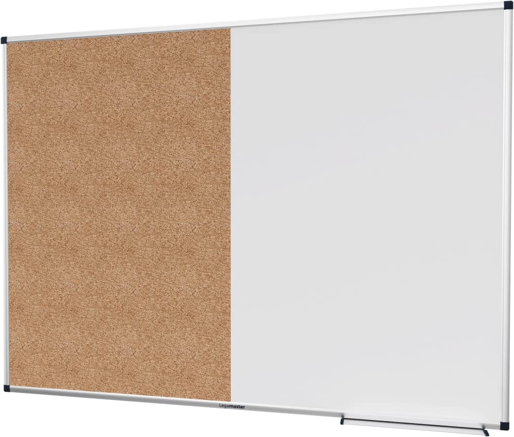 Legamaster Unite - Pizarra blanca combinada de corcho (90 x 120 cm), pizarra blanca magnética y grabable, para fijar imágenes y planos, hecha de corcho 100% natural
