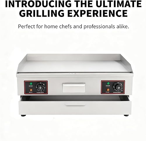 Miniatura 6 de Parrilla eléctrica plana de 3000 W, plancha comercial de acero inoxidable de 30 pulgadas con termostato ajustable, equipo de restaurante de encimera
