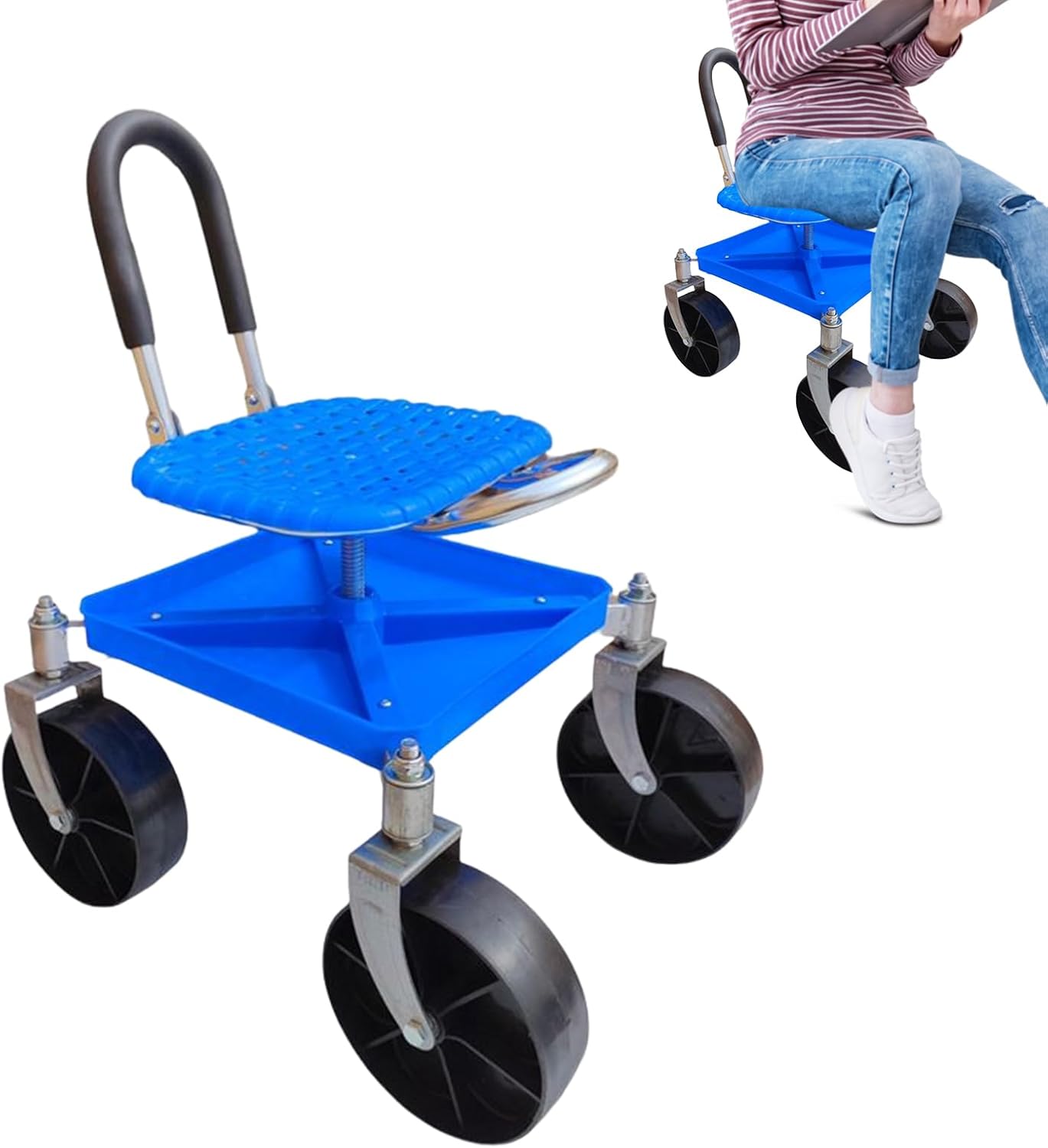 ガーデニングスツール - 360度回転スウィベルガーデンチェア | 耐荷重150kg 屋外用 芝生 チェア 剪定 植え替え パティオ