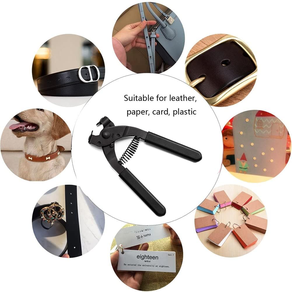 WUTA Punzón de cuero mano pinzas silenciosas de acero al carbono Punzón herramientas diamante punzonadora para cuero (4 mm 2+4 dientes)