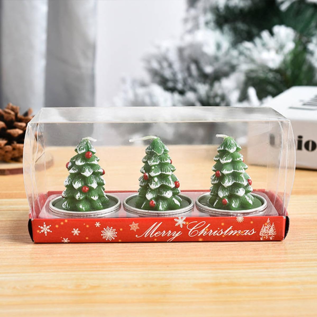 Candle Standing Material Set with 9pcs Featuring Paraffin Christmas, Styles Style with Stable Flat Bottom Design Santa Snowman Xmas Tree for Party and Room Decoration