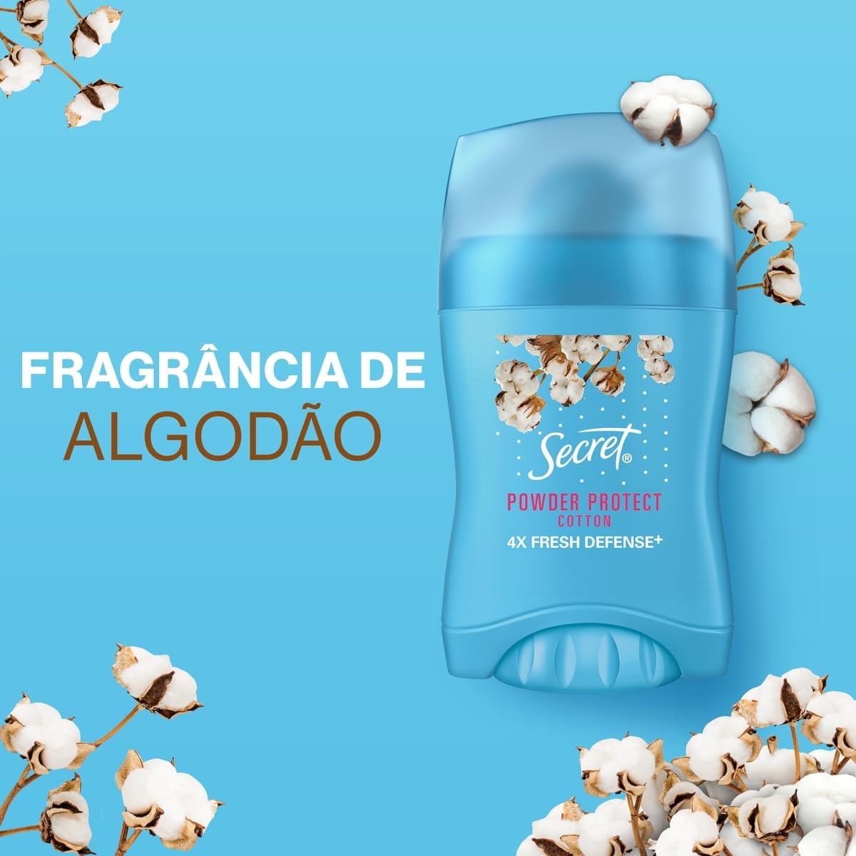 Desodorante Antitranspirante em Barra Secret Proteção de Algodão 45g