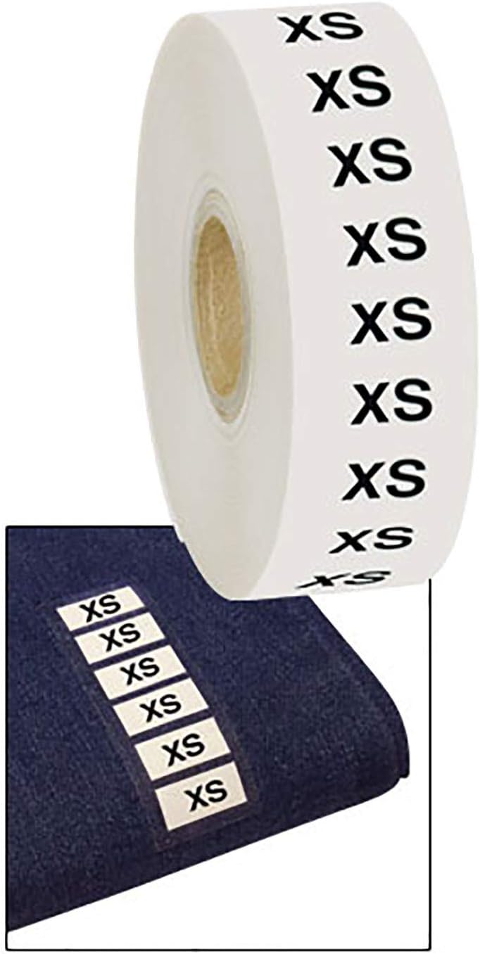 SSWBasics Wrap Around Clothing Size Labels -Size XS - Roll of 500- Adhesive Size Stickers for Clothing - Self-Adhesive Retail Clothing Size Stickers - Useful and Durable Size Labels for Apparel