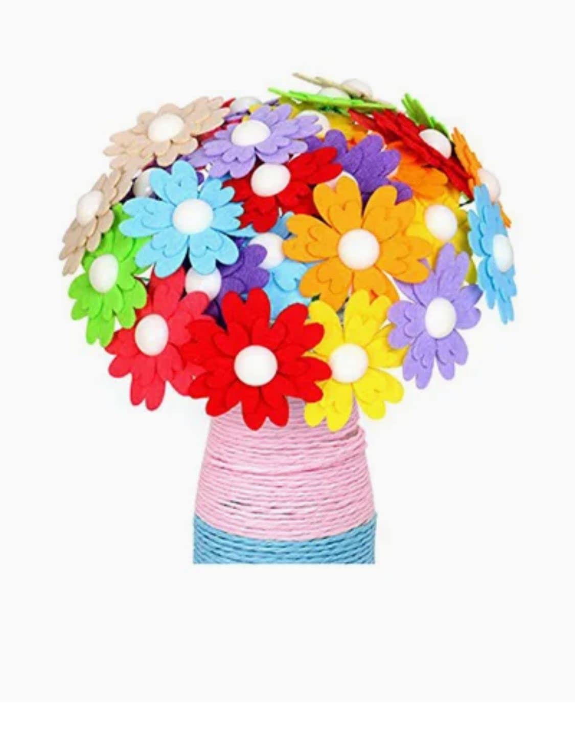 COOLBABY Flower Bouquet with Buttons Vase for Kids Age 4-8 Flower Craft Kit for 4 5 6 7 8 Year Old Girls Boys Art Supplies for Children Age 5 6 7 8 DIY Flower Vase