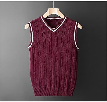 Mens Sleeveless Knitwear Jacquard Twisted Vest V-Neck