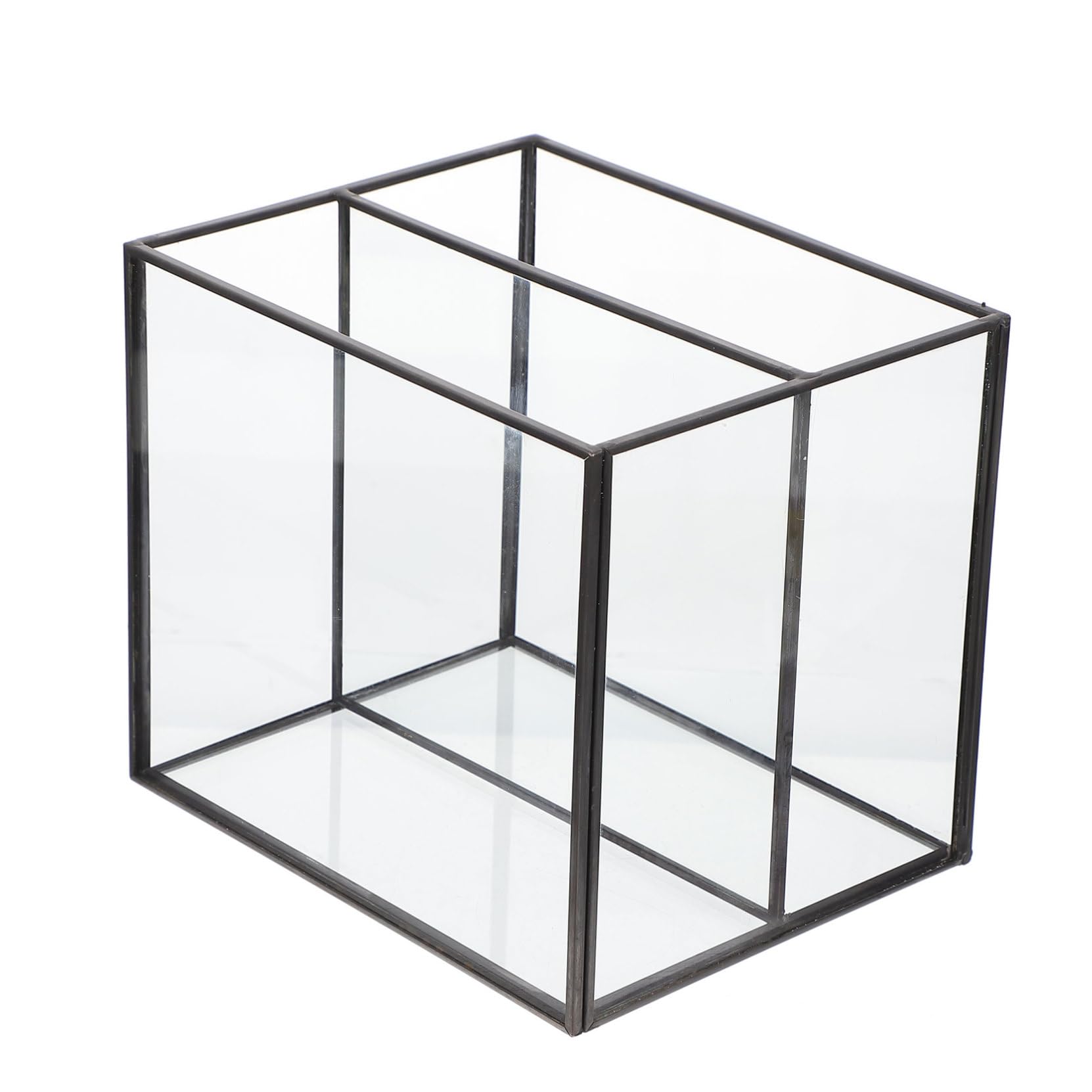 Boîte de Rangement pour Cosmétiques et Bijoux Verre et Laiton Compartiments Doubles pour Bureau et Coiffeuse Organisateur Pratique pour Petits Objets