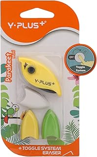 Y Plus Ex1701 Parakeet Mini Eraser With Cover - 3 Spares - Multi Color