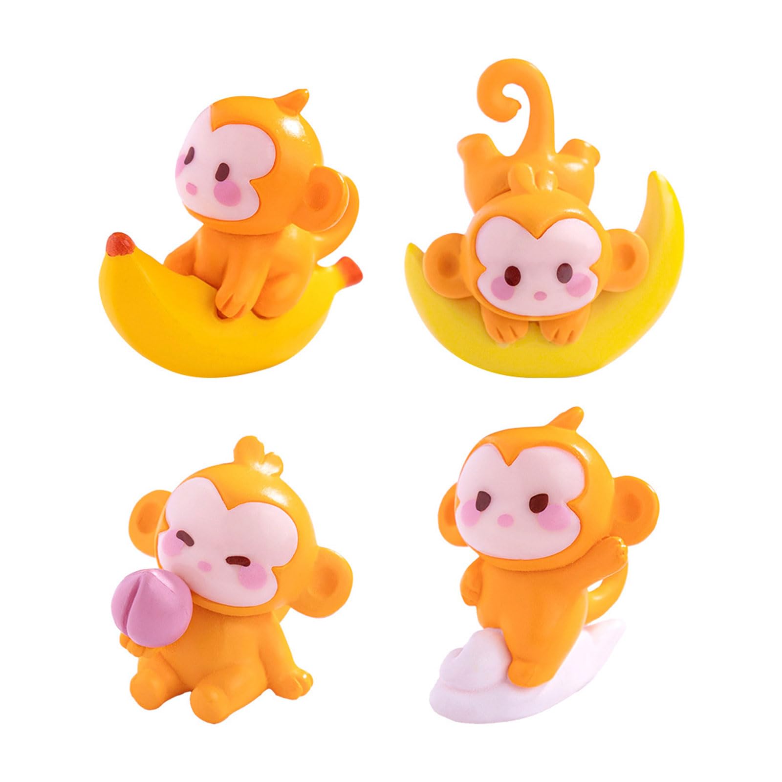 Vdaxvme Multicolor 4Pcs Resins Monkey Miniature Sculpture Moon Theme Design Tabletop Display For Office Bedroom Car Dashboards Ornaments Moon And Monkey Figurine