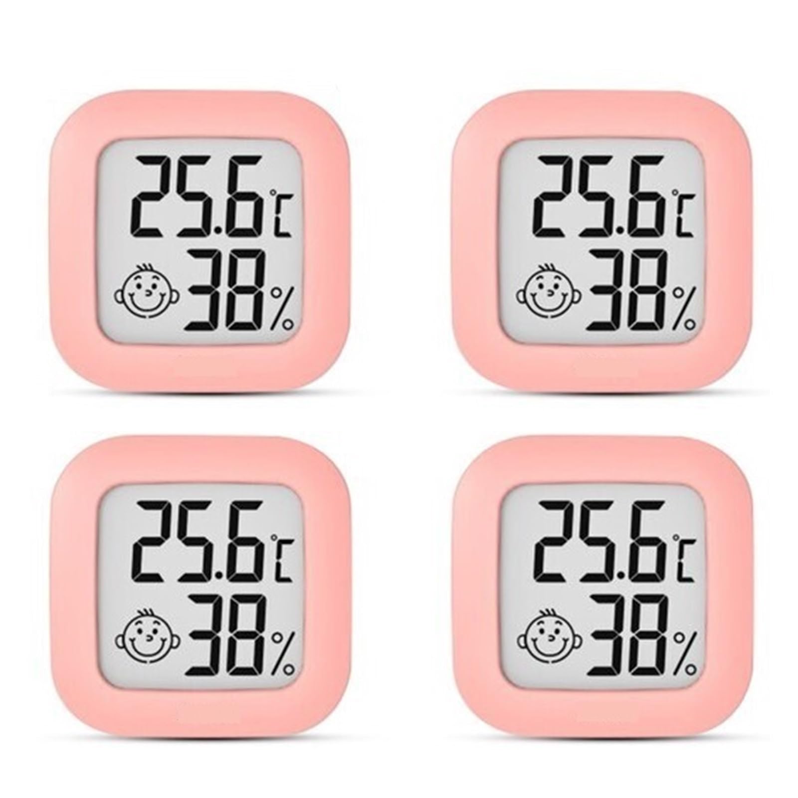 Paquet De 4 Mini Thermomètre Numérique D'intérieur Hygromètre Ensemble Jauge D'humidité La Pièce Mètre LCD Affichage Capteur Température Précis Rapide Surveillance Temps Réel(4Pcs Pink)