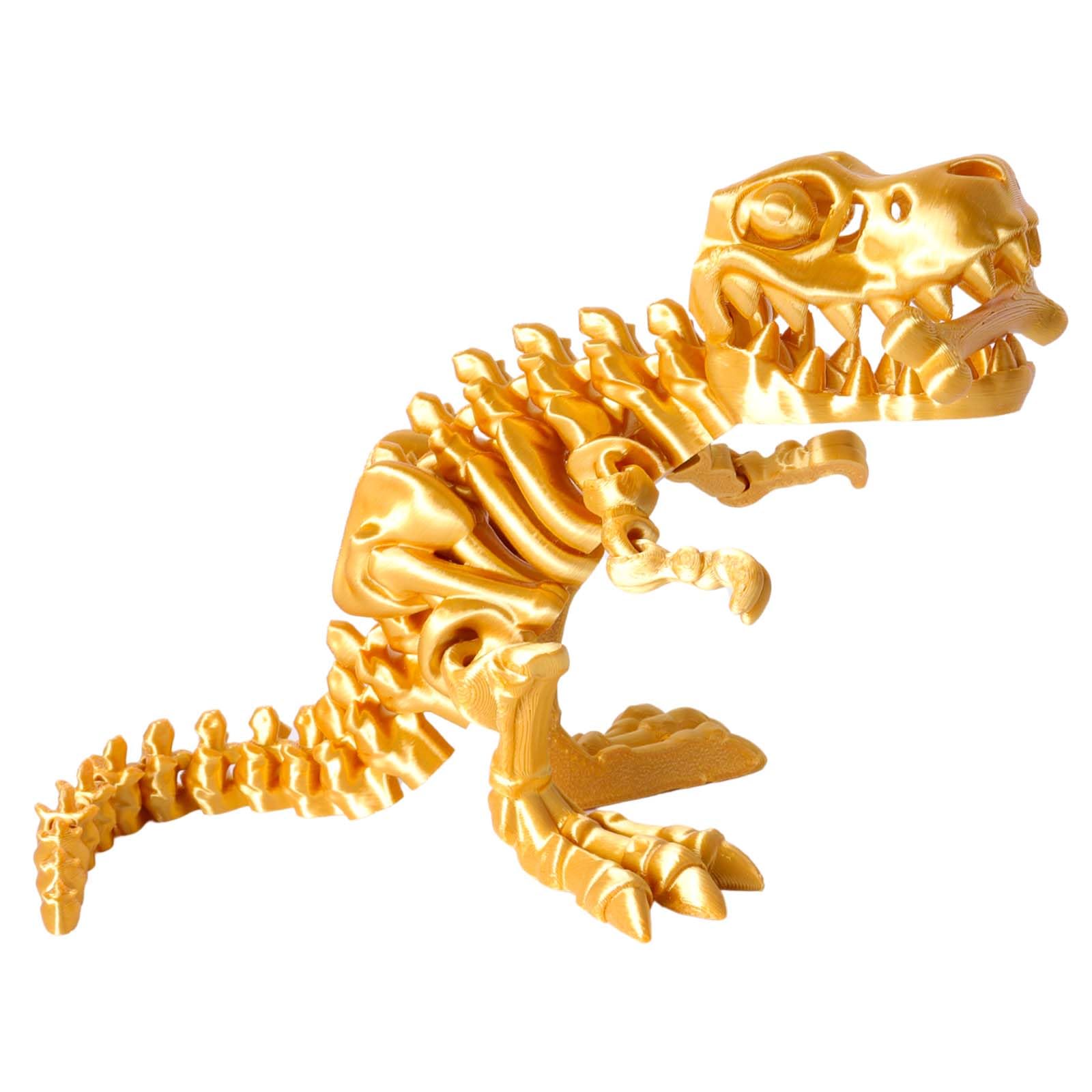 FunisFun 3D Printed Dragon with Articulated Bones for Adult, 3D Printed Dinosaur Fidget Toys Decor for Stress Relief (Gold, 1P)