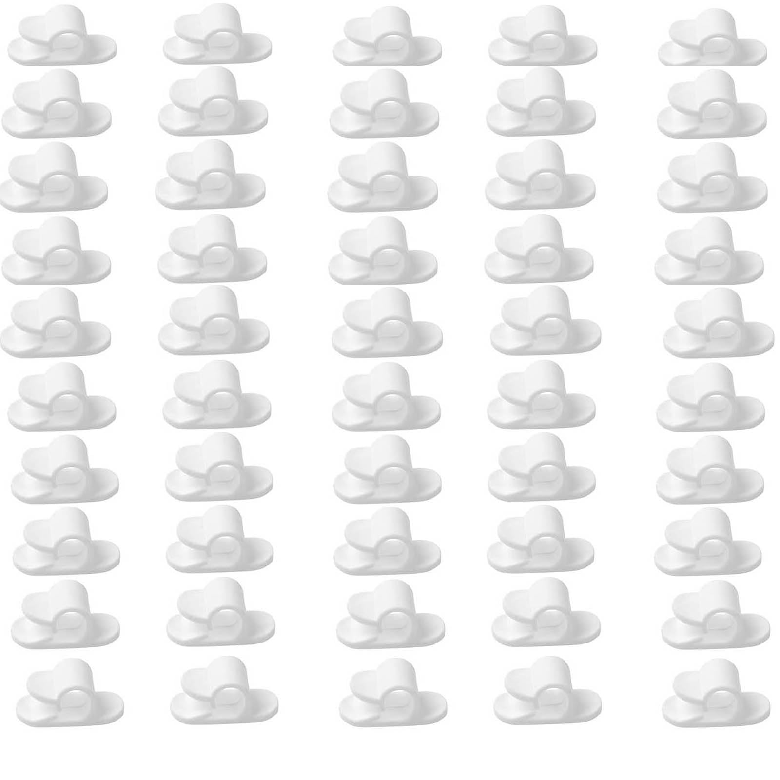 NURCIX100Pcs Adjustable Wire Fixing Device Plastic Kwik Clips Multipurpose Self-Adhesive Cable Clips Adhesive Cable Management Suitable for Car, Office and Home (White)