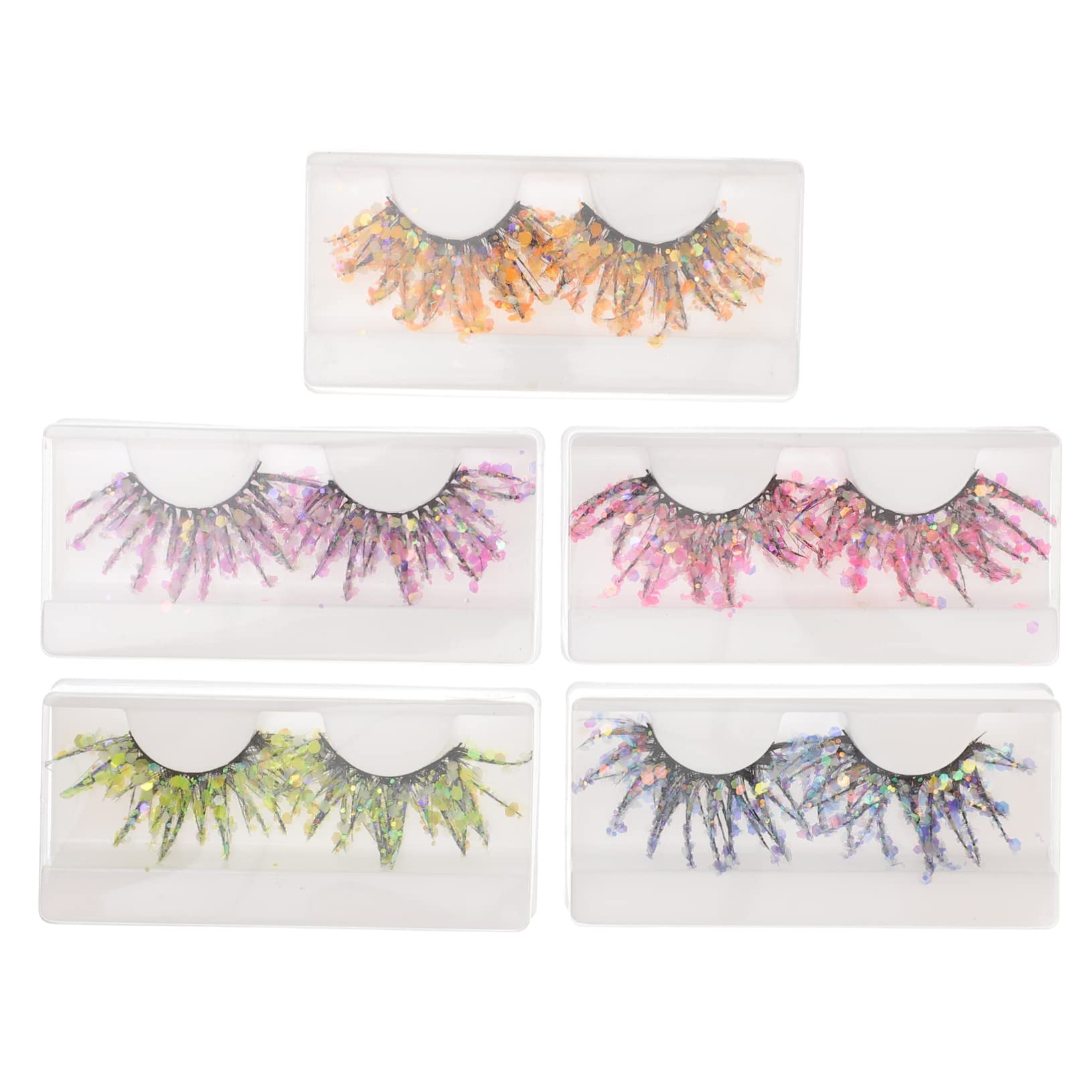 minkissy 20paires Faux Cils Colorés Fluorescents Avec Paillettes De Styles Pour Halloween Fêtes Et Cosplay