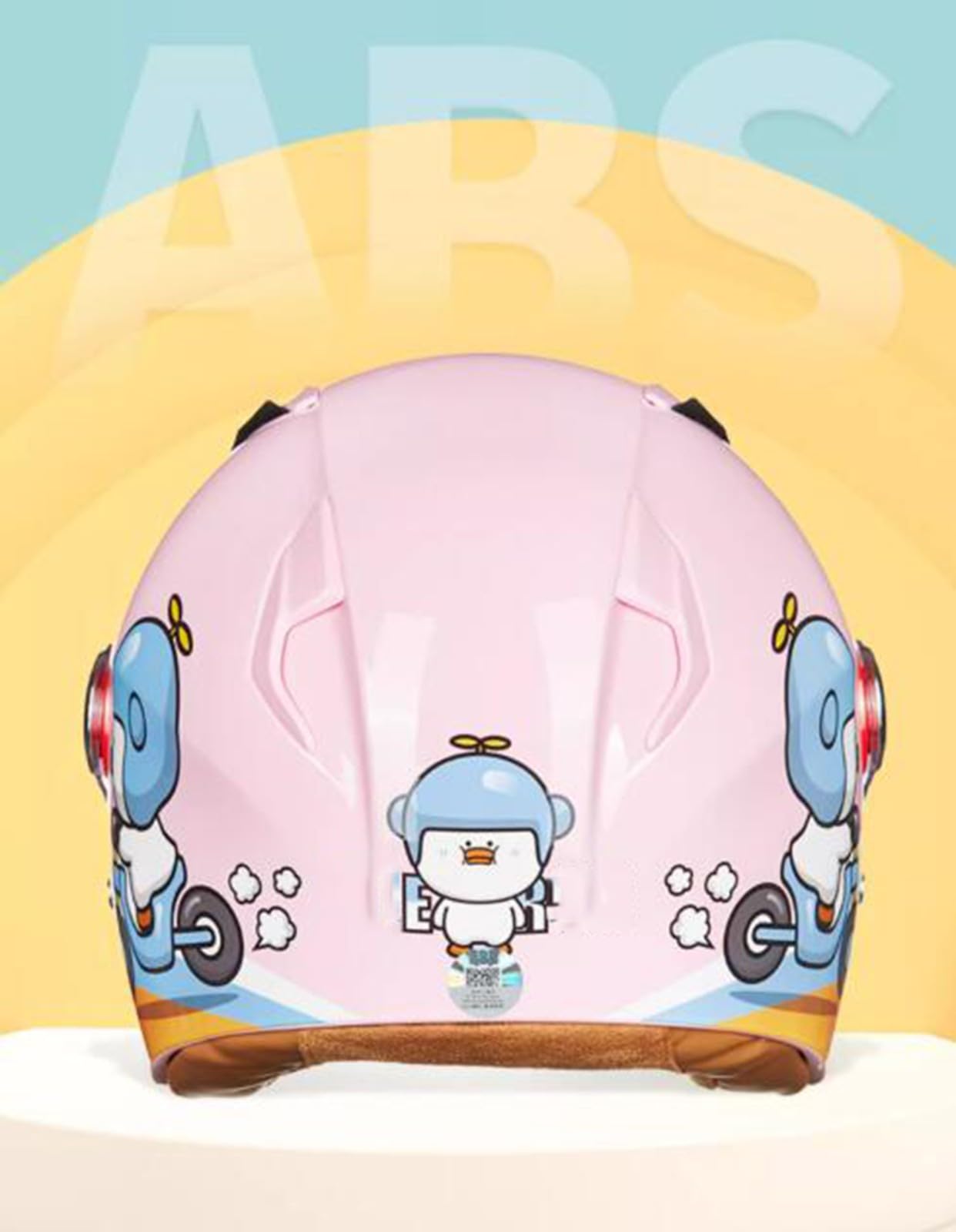 Casco De Motocicleta para Niños, Casco Abierto 3/4 De Moda De Dibujos Animados con Visera, Medio Casco Eléctrico para Niños Y Niñas D,52-56CM