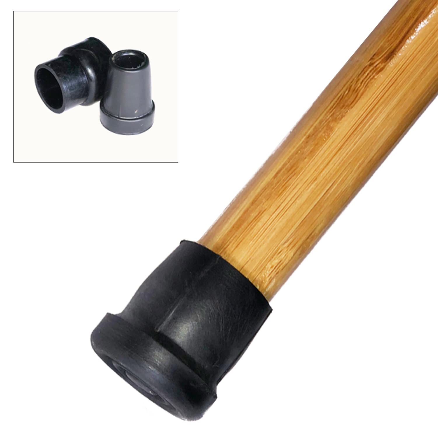 Drewniana laska, Bambusowa laska do chodzenia z zakrzywionym uchwytem i antypoślizgową stopką, dla dorosłych, naturalna, 85-92 cm(85cm)