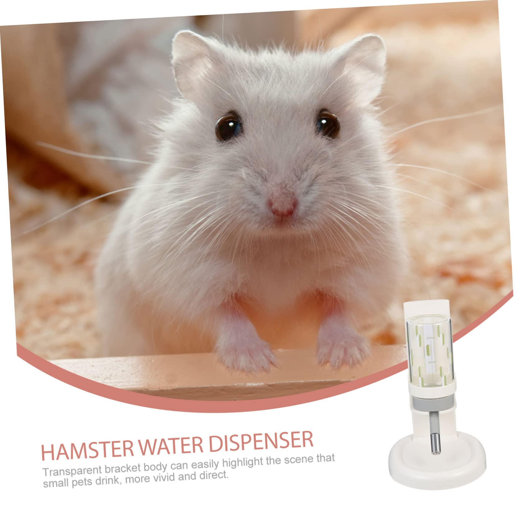 Hamster Wasserflasche mit Halterung, Auslaufsicher und Transparent, Weiß