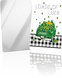 OComster Loads of Luck St. Patricks Day Compact Mirror Bulk 2 Pack Card Mirror, Black Checker Backdrop Small Compact Mirror for Purse, Rectangular Handheld Pocket Makeup Mirror