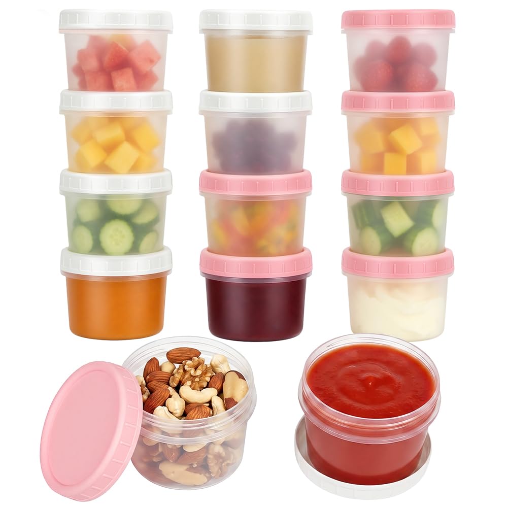 NUTKIT 12PC Small Food Containers with Lids,120ml Reusable Small Sauce Pots