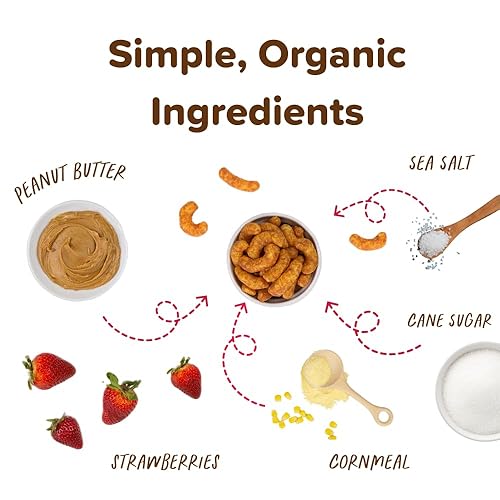 Miniatura 34 de Puffworks Bocadillos de mantequilla de maní orgánica original, 1.2 onzas (paquete de 6), aperitivo proteico a base de plantas, sin gluten y arroz