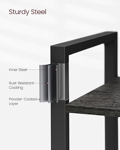 Miniatura 6 de VASAGLE Estantería de 5 niveles, estante de almacenamiento, estantería con marco de acero, para sala de estar, entrada, pasillo, oficina, gris