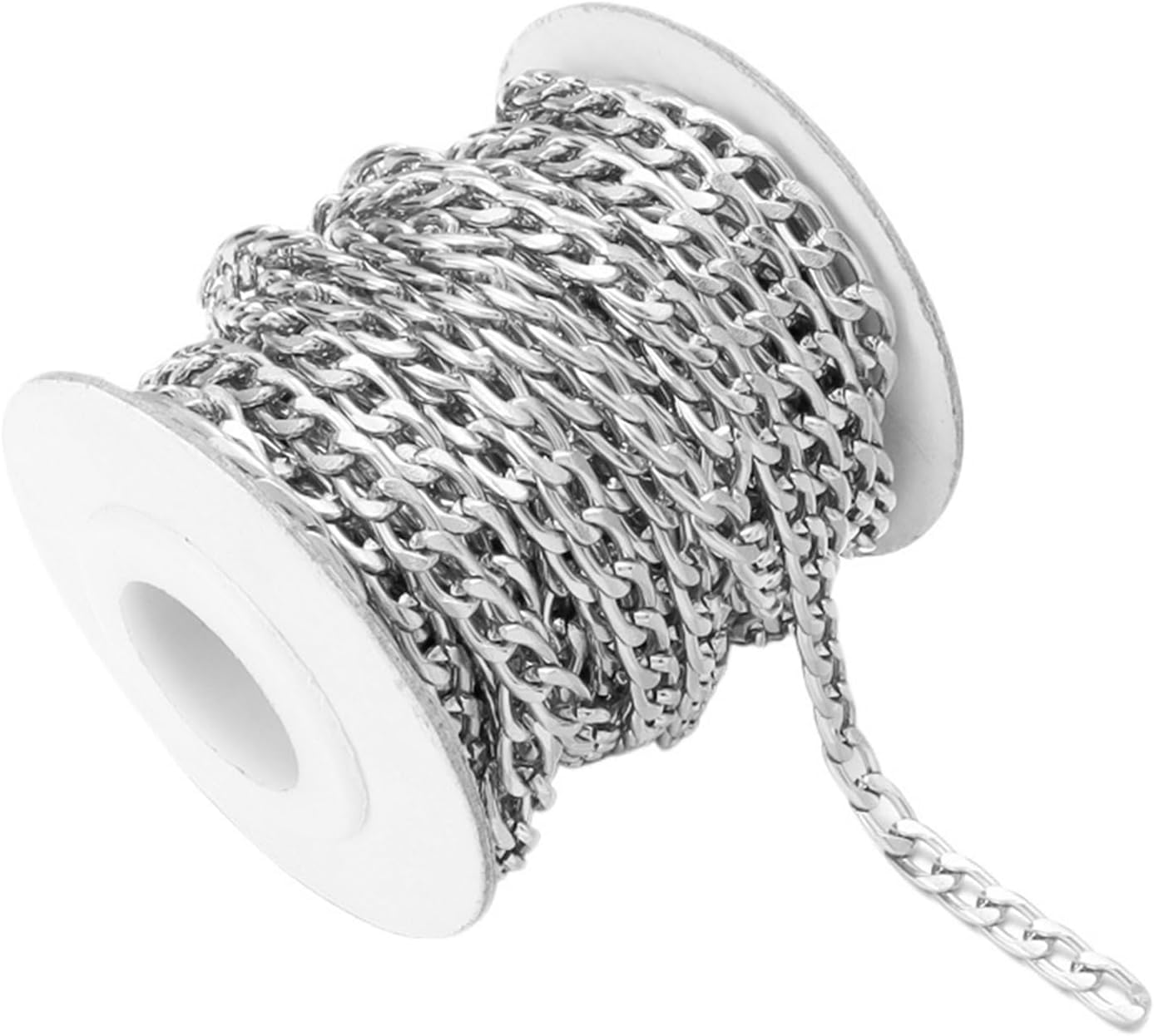 Application 5Roll Aluminum Chains Flat Shape for DIY Jewelry Making Accessories Supplies(Silver,16x12x3mm)