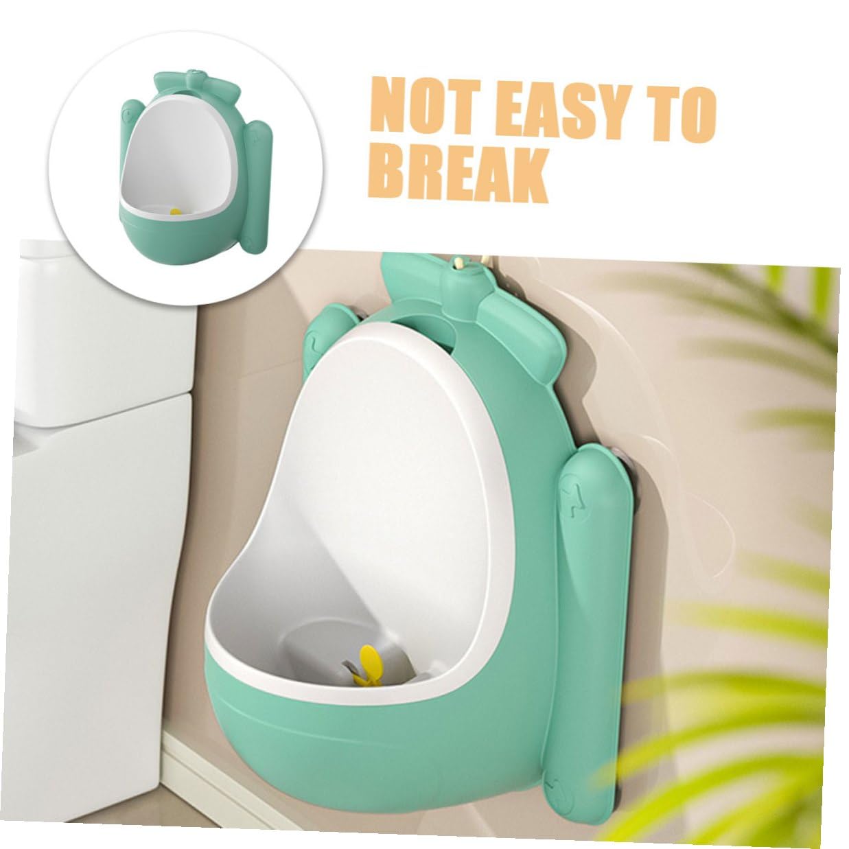 BESTonZON Boy Standing Urinal Potty Training Toilet for Boys, Wall-Mounted Cartoon Plane Theme, Green Potty Trainer for Bathroom Training