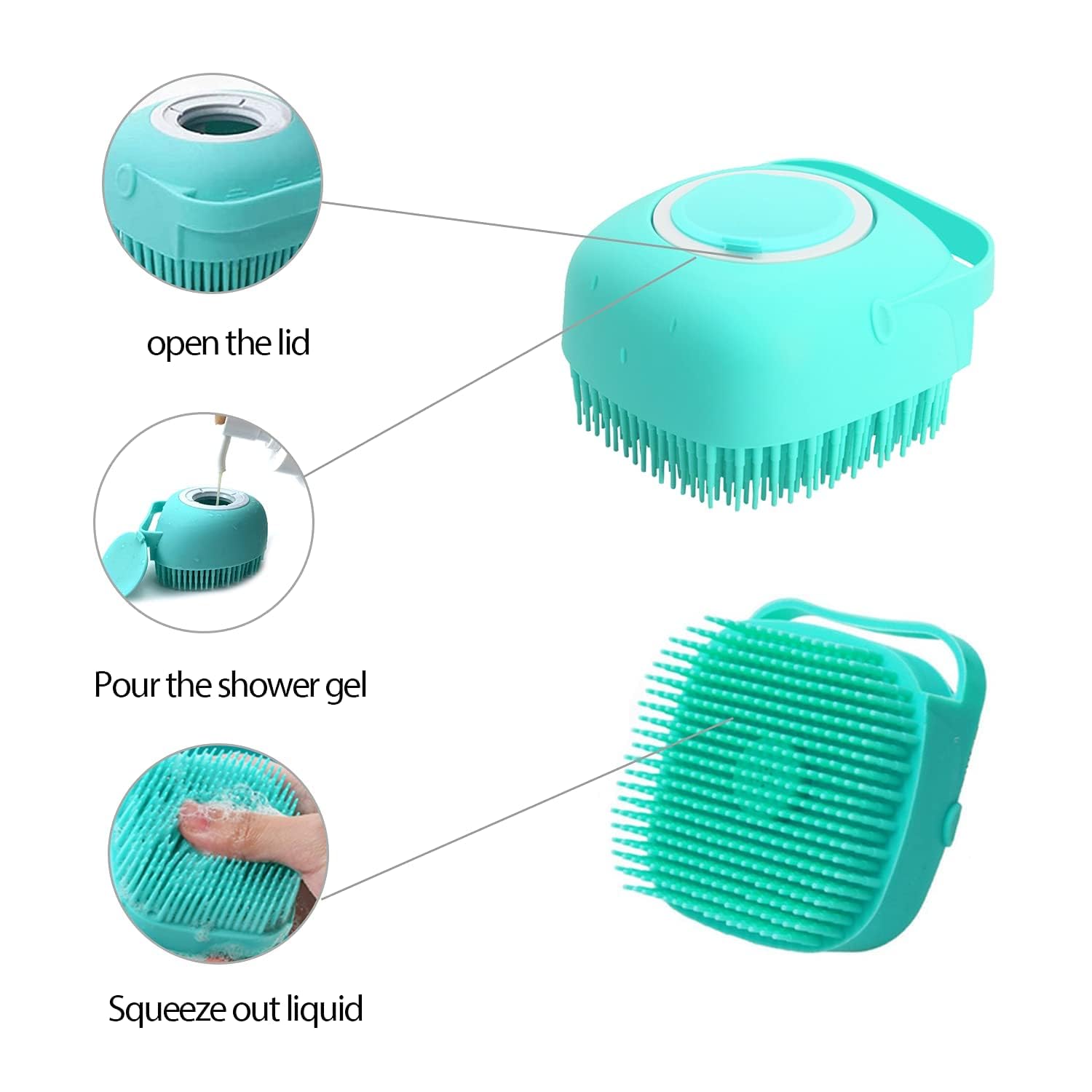 EXOFLY Dog Grooming Brush Soothing Bath Brush, Pet Massage Brush Shampoo Dispenser, Soft Silicone Bristle for Dogs and Cats Shower Soft Silicone Brushes for Pet Dogs Cat Rabbit (Model 7) 2