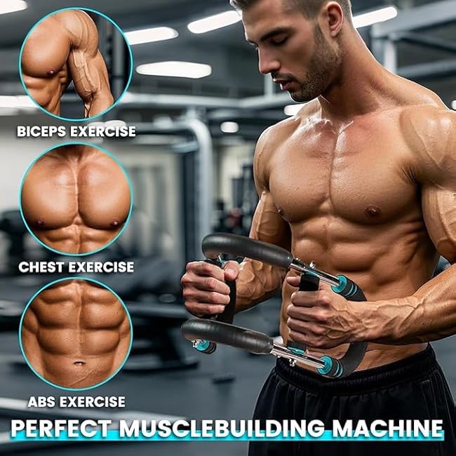 Professional Twister Arm Trainer - Durable Chest Workout Equipment for Men, Adjustable U-Shaped Spring Arm Bar for Home Gym Fitness Training (Light Blue)