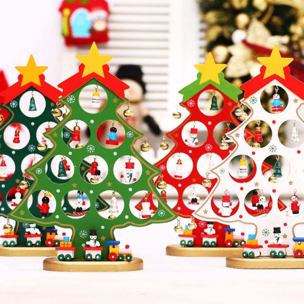 YYZKYTO Dining Table Decorations Wooden Desktop Decor Wooden Xmas Tree Decor Christmas Table Centerpiece for Winter Home Office Table Decoration Green Table Decor Commemoration Day