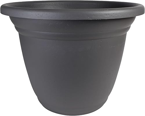 The HC Companies Maceta redonda Mojave de 22 pulgadas, maceta de plástico decorativa grande de alta calidad con aspecto de piedra para uso en