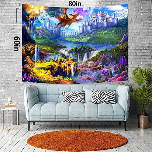 Tpmdfc Fairy Tale Tapestry Fantasy Magic World Nature Magical Art Tapestry 80X60In Double-Sided Castle Tapestries Wall Hanging For Bedroom Decor Sgtrltp75 #TOP2