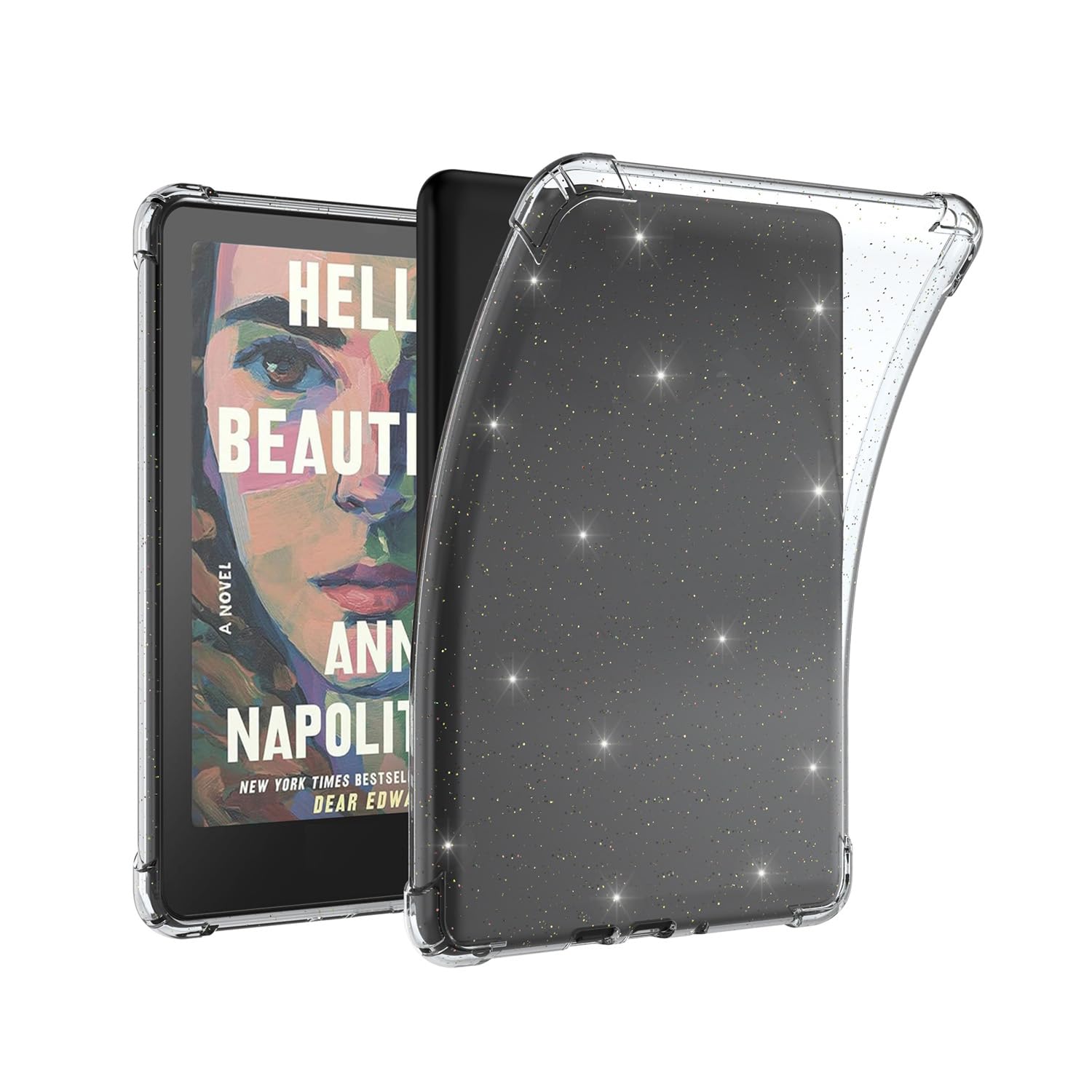 Transparente weiche TPU-Schutzhülle für Kindle Paperwhite 11. Generation 2021 Tablet mit 17,3 cm (6,8 Zoll), Fallschutz, stoßfest, transparent, leicht, schlanke Hülle (transparent-glitzernd)