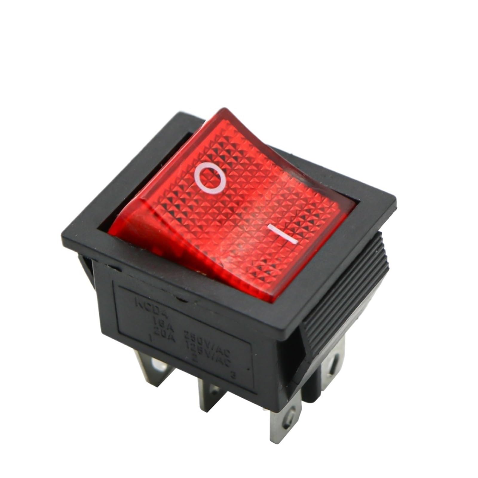 IDGTTLDF Latching Rocker Switch Power Switch I/O 4 Pins with Light 16A 250VAC 20A 125VAC KCD4 DPST Red Yellow Green Blue Black Boat(Red)