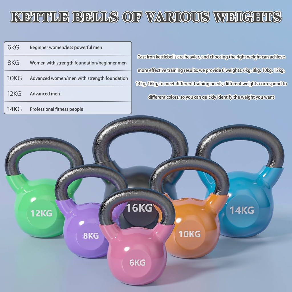 Kettlebell-Gewichte Fitnesstraining Für Anfänger Kugelhantel, Heimhantel Aus Massivem Gusseisen, Bauch-/Armmuskulatur, Sportgeräte(Purple-8kg)