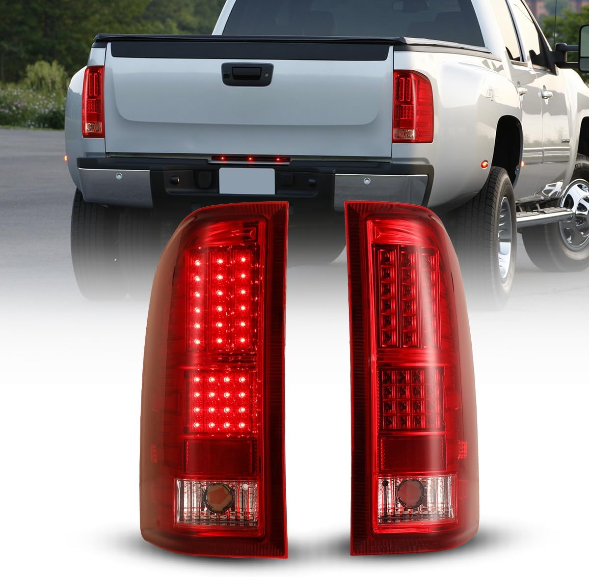 Nixon Offroad Tail lights, LED Taillights for 2008-2013 Chevy Silverado 1500/2008-2014 Chevy Silverado 2500 3500/2007 Chevy Silverado 1500/2500/ 3500 New Body Tail Lamps, Passenger Driver Side