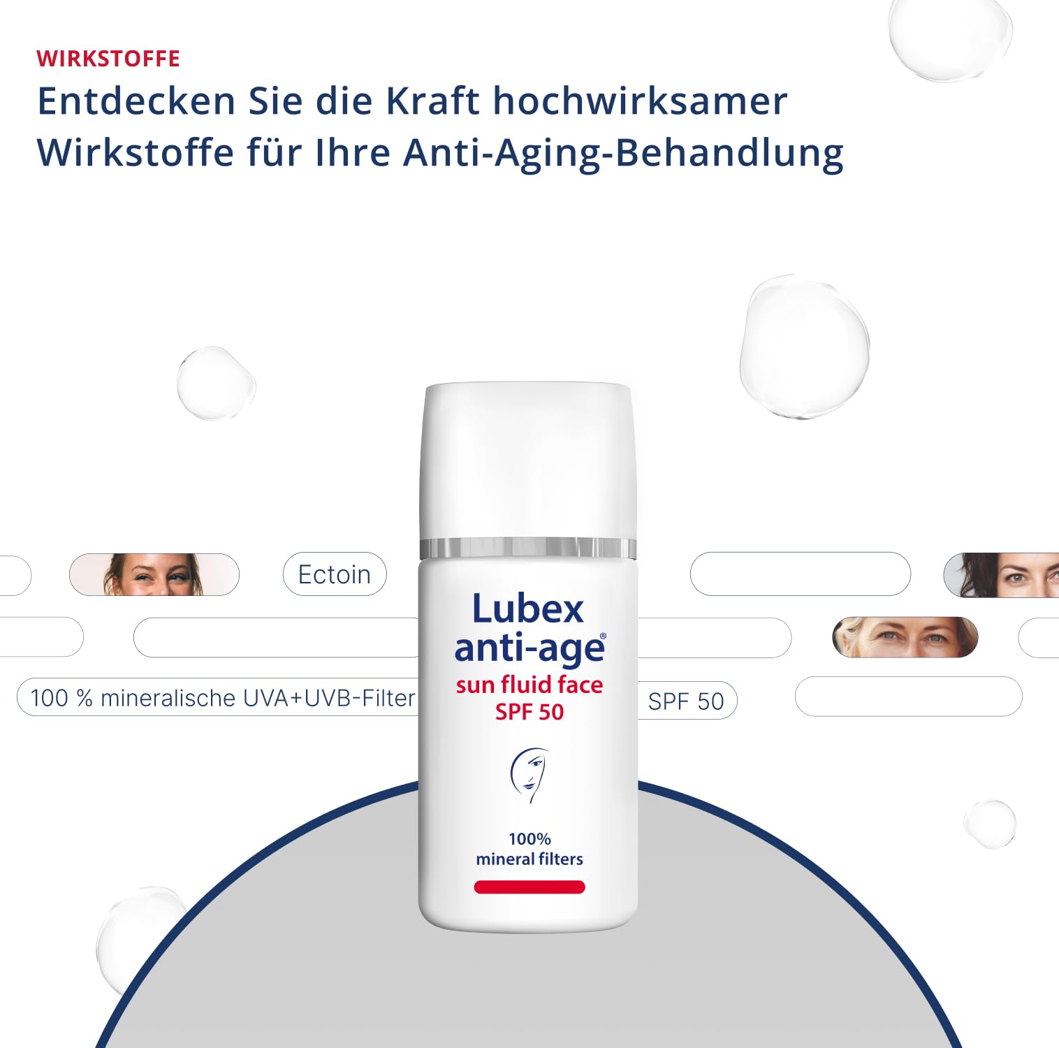 sun fluid face SPF 50 – Mineralischer UVA/UVB-Rundumschutz mit Ectoin und 100% mineralischen Filtern, brennt nicht in den Augen, hergestellt in der Schweiz, 50ml