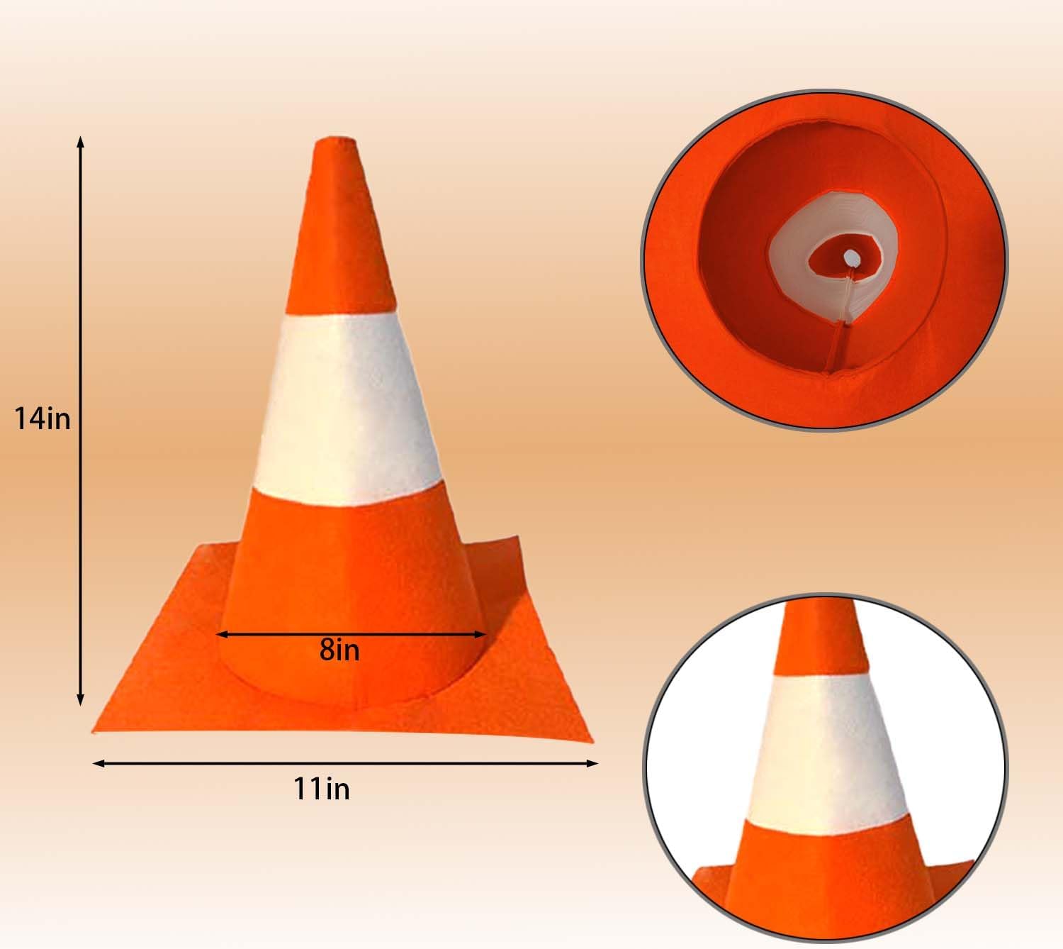 Traffic Cone Costume Hat Adult Halloween Construction Orange Traffic Cone Hat for Men Women Adult Party Costume - Image 2