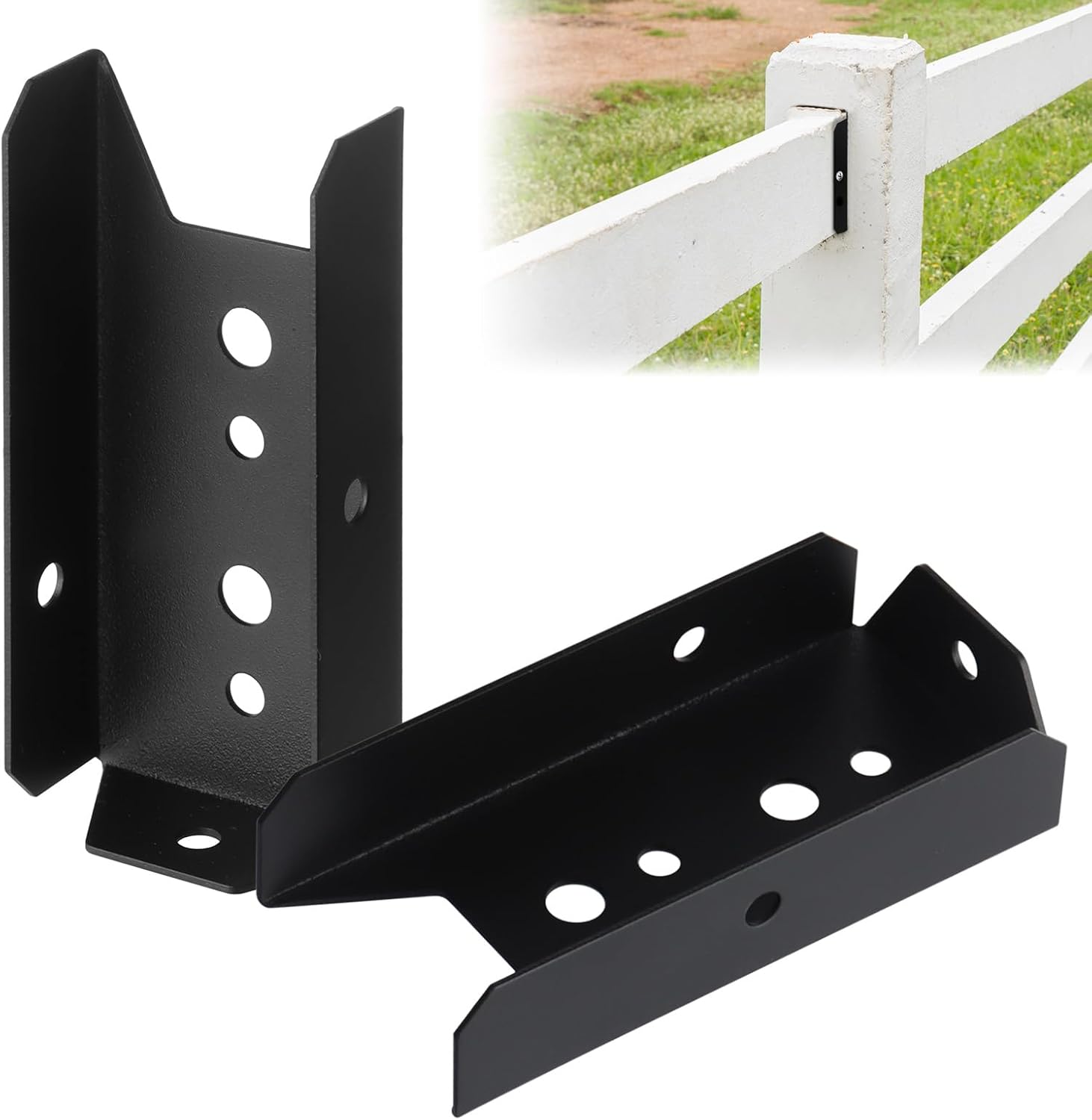 2x4 Fence Brackets for Wood Rail, 40 Pack Black Deck Railing Brackets for 2” X 4” Wood Post, Thickness1.2mm(18 Gauge) Fence Bracket, Screws Not Included