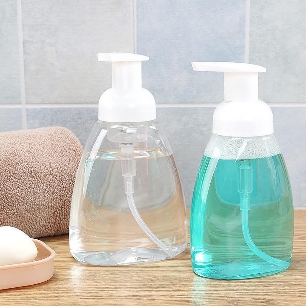 4 Stück 300 ml Schaumpumpenflaschen, Schaum-Handseifenspender, nachfüllbare Kunststoff-Seifenflaschen, transparent, leere Shampoo-Flaschen, Badezimmer-Pressflaschen für Flüssigkeiten