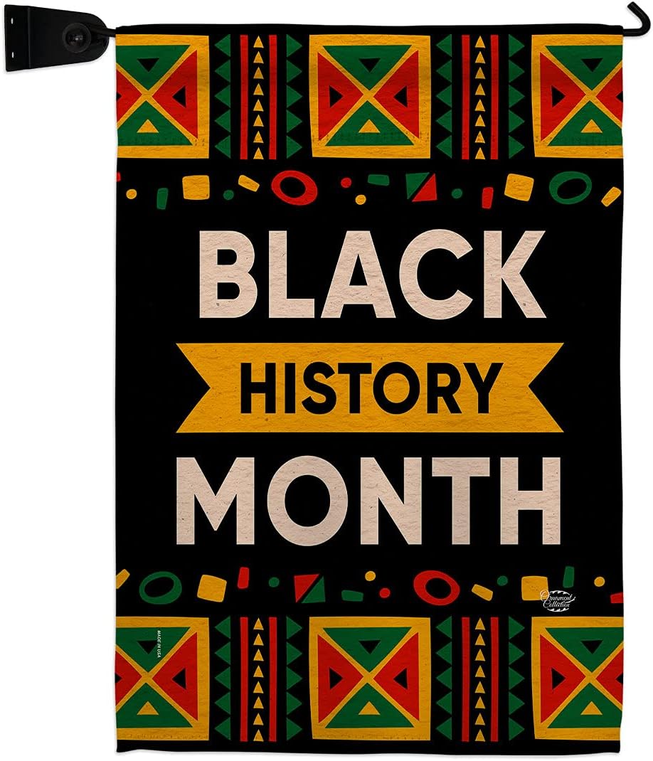 Celebrate Black History Month Garden Flag Set Wall Holder Lives Matter BLMCelebrates African Americans Heritage Small Decorative Gift Yard House Banner Made In USA 13 X 18.5
