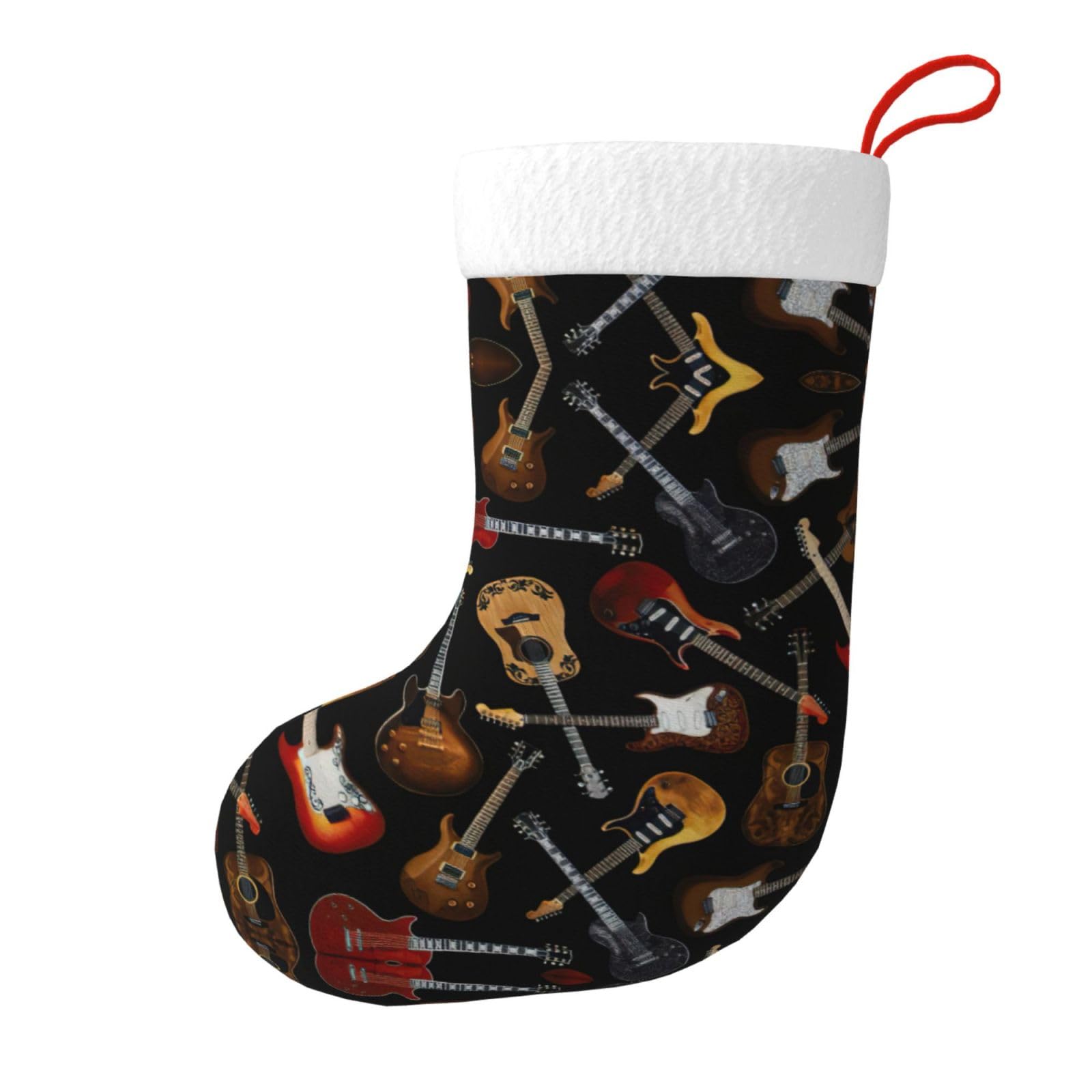 Hkhlhlh Black Guitars Christmas Stockings, Xmas Stockings For Stairs Fireplace Hanging Xmas Home Decor