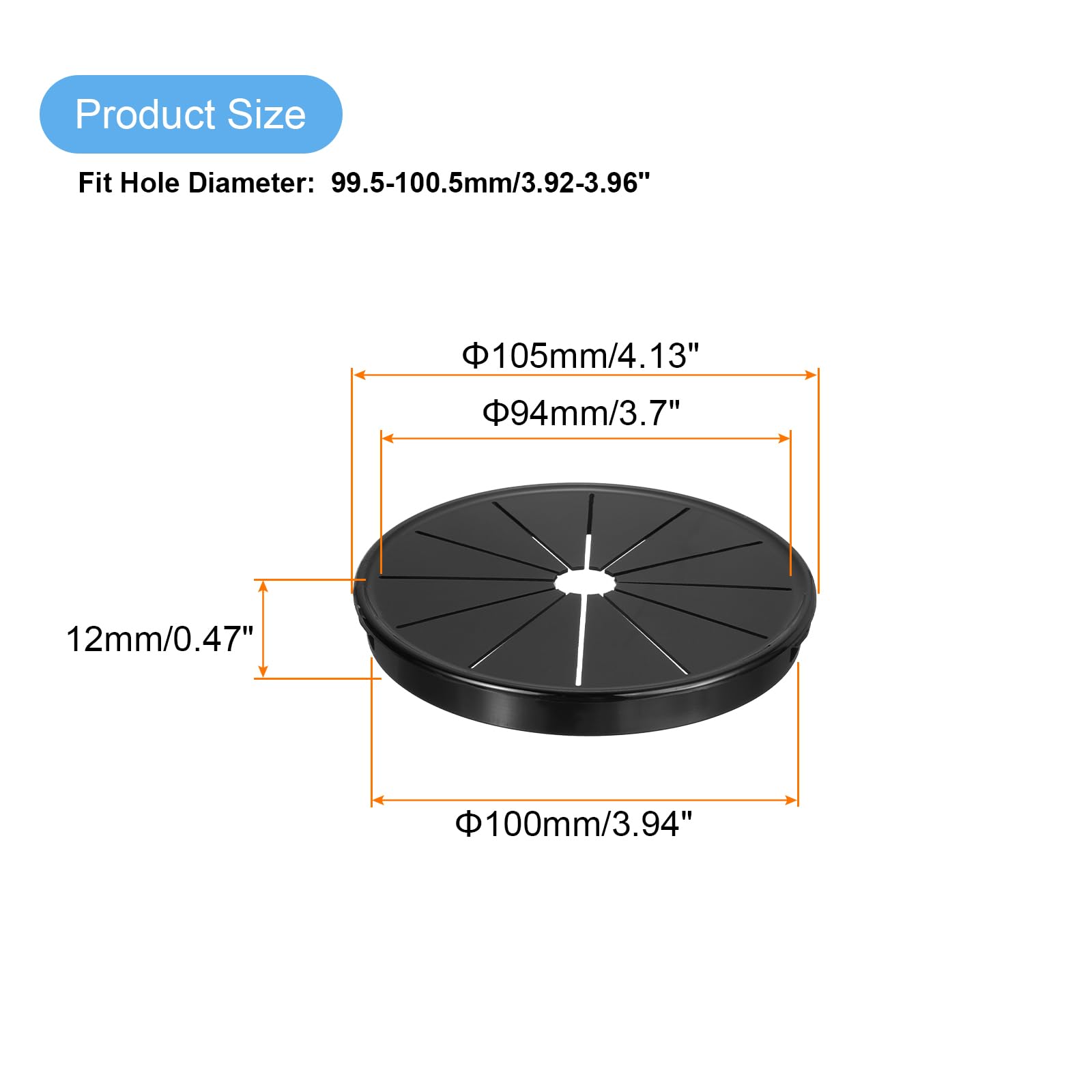 QUARKZMAN Passacavo per Scrivania Nero, Passacavo a Scatto con Otturatore per Fori con Montaggio da 3.94"(100mm), Passacavo Rotondo in Nylon a Scatto per Gestione Cavi e Fili